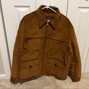 Vintage Campus Outerwear Mens Coat Size 46 Brown Corduroy Faux Fur Lined